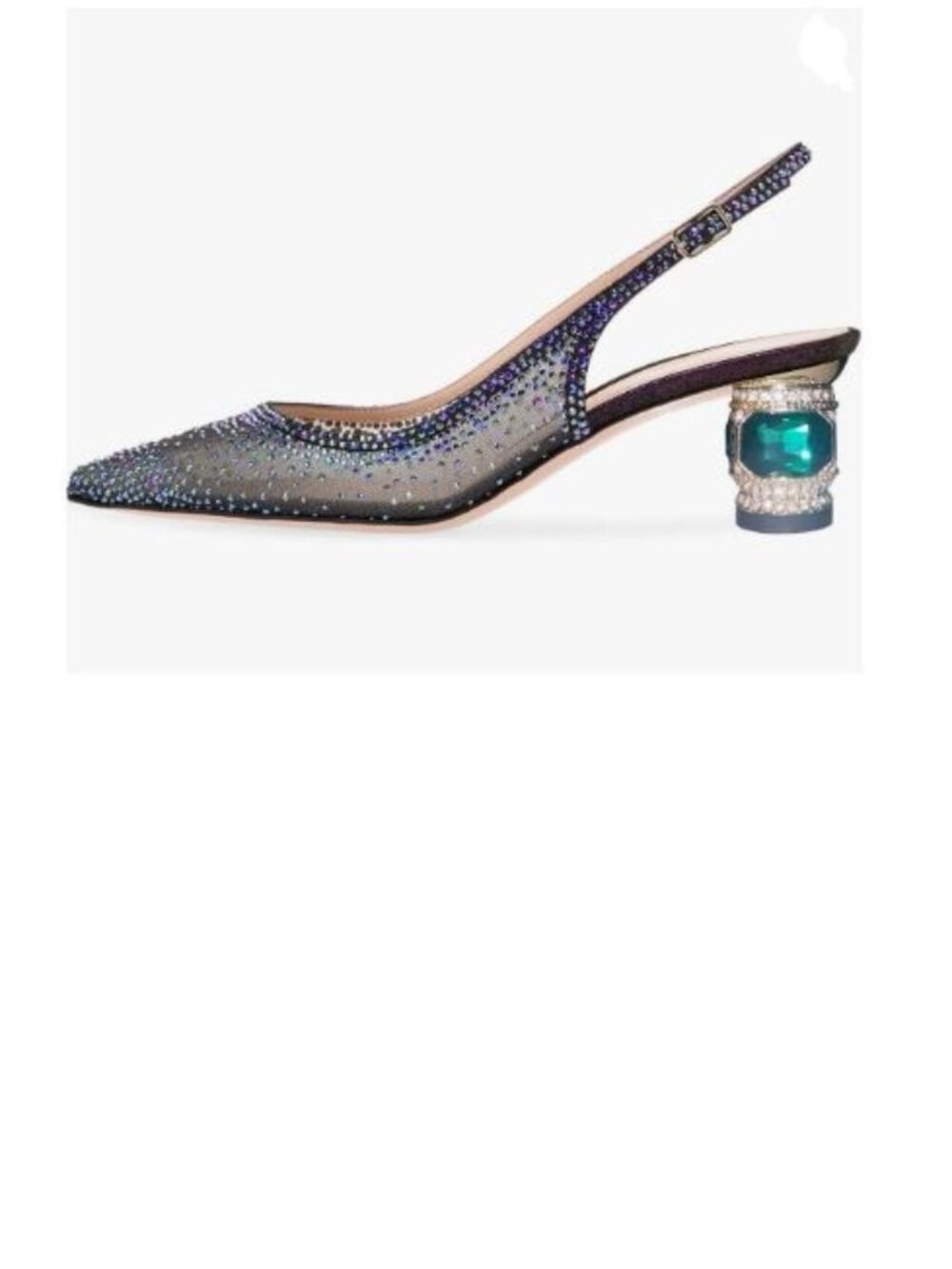 Women Classic Slingback Pumps jewel Heels rhinestone Sandal Pointy Toe